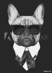 Bild på Hand drawn fashion Illustration of French Bulldog Vector isolated elements